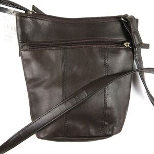 NWT- WILSONS LEATHER dark brown leather small crossbody purse